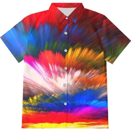 IFPD EU Size New Fashion Button Shirts 3d Colorful Splash Paint Print Tie Dye Shirts Unisex Man/womans Short Sleeve Tops Hiphop