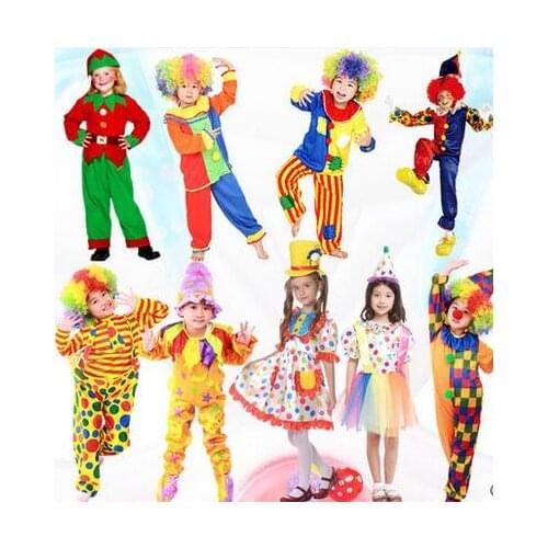 Carnival Harlequin Clothing Halloween Clown Costumes Funny Kids Circus Clown Naughty Harlequin Uniform Cosplay Dress Boys Girls