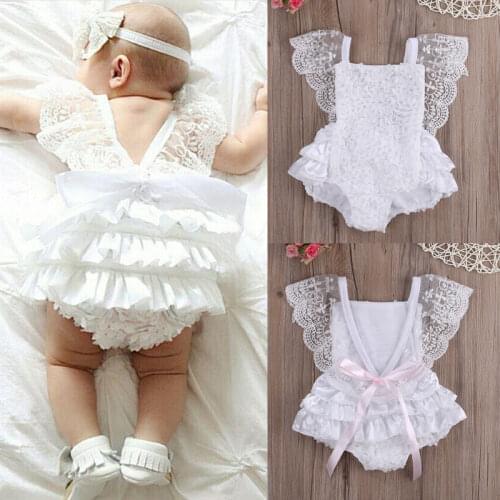 Princess Newborn Baby Girls Romper Lace Floral Sunsuit Jumpsuit Outfits Baby Summer Clothing For Birthday Party