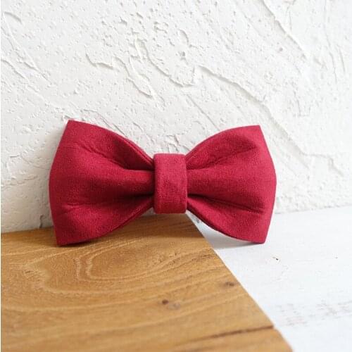 Red Velour Dog Bowtie Pets Collar Accessory Puppy Cat Pet Supplies Grooming Tools Dogs Dismountable Ornamental Bow Ties