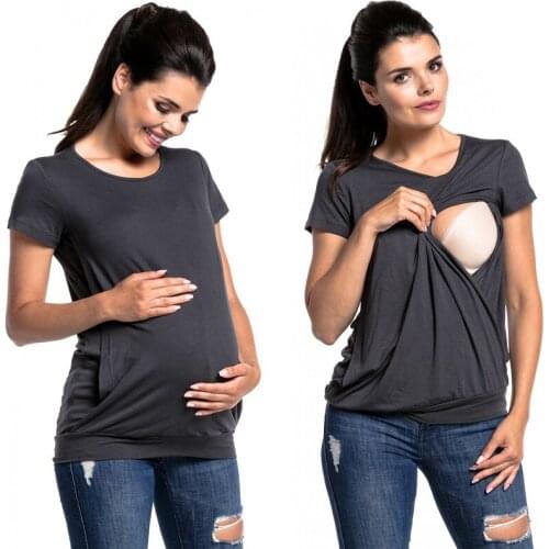 Nursing Maternity Summer Tops Women Pregnancy Short Sleeve T-Shirts Vogue Tees for Pregnant Elegant Ladies Breastfeeding Clothes