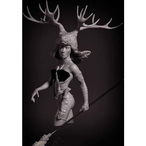 1/10 Scale Unpainted Resin bust Deer Huntress collection bust