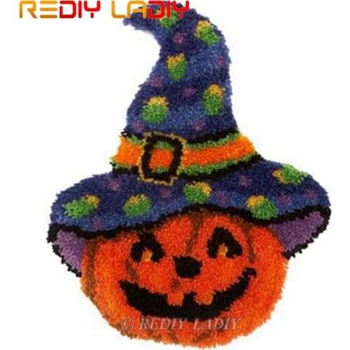 Latch Hook Kits Make Your Own Rug Halloween Hat Tapestry Crochet Cushion Mat DIY Carpet Rug Pre-Printed Canvas Hobby & Crafts