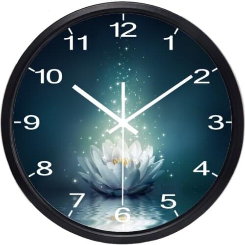 Flower Abstract Lotus glass Wall Clock Modern Design Home Decor Bedroom Silent Oclock Watch Wall For Living Room