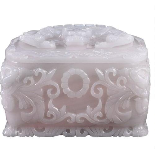 Jade Casket Jade Crystal High-End Ice-like White Marble for Men and Women