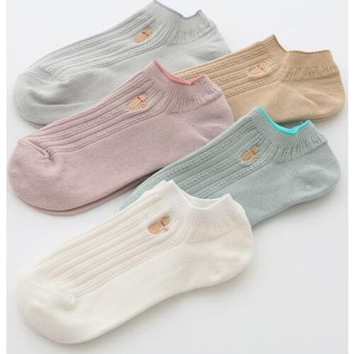 CA087 10Pairs/Pack Women Ankle Socks Cute Cat Embroidery Short Socks Breathable Soft Cotton Intimates Calcetines