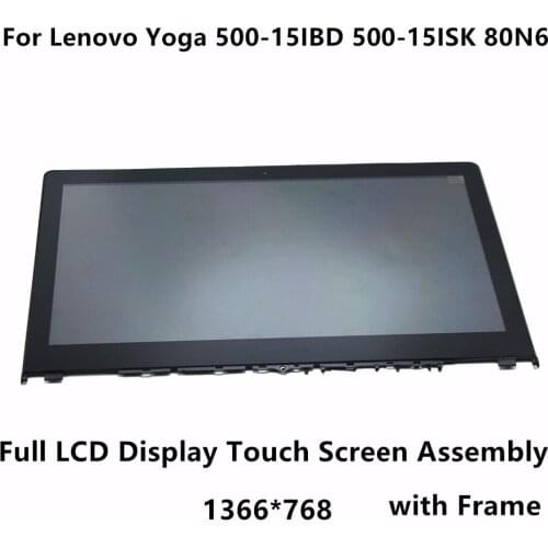 Full LCD Display Panel Touch Digitizer Screen Assembly + Frame For Lenovo Yoga 500-15IBD 500-15ISK 80N6 1366x768