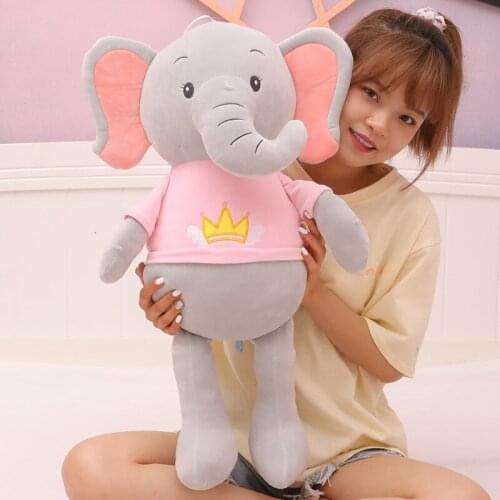 Down cotton soft crown elephant doll cute dress Stuffed long nose plush toy children sleeping Soft pillow for Children Kid Gift