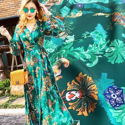 Digital printed twill fabric shirt dress polyester fabric meter 145 cm wide plant printed fabric handmade DIY cloth