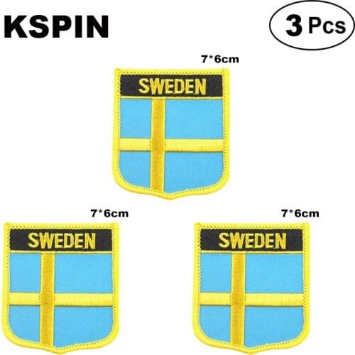 Sweden Shiled Shape flag patches national flag patches for Cothing DIY Decoration