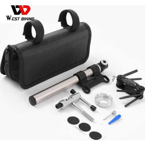 WEST BIKING Bicycle Tool Bag Multi-function Tool Set MTB Road Bike Pump Chain Cutter Portable Cycling Storage bag Repair Tools