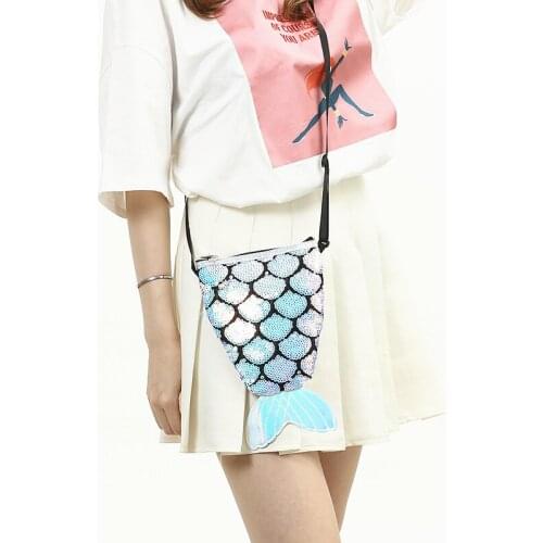 Sequins Coin Bag girl Shoulder Bag Fish Tail Wallet Pouch Purses Handbags Women Crossbody Bags Moible Phone Bag Cute