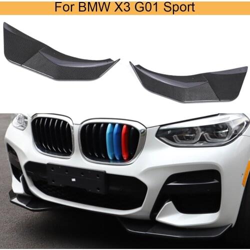 Carbon Look Front Bumper Splitters Lip For BMW X3 G01 M Sport 2018 - 2020 Front Bumper Splitters Spoiler ABS Glossy Black