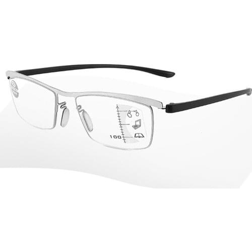 Ultralight Alloy Frame Tr90 Leg Intelligent Progressive Multifocal Reading Glasses See Near and Far+1 +1.5 +2 +2.5 +3 +3.5 +4