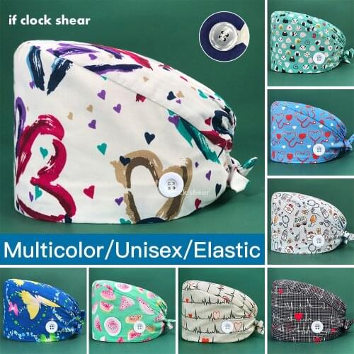 High Quality Hospital Scrubs Women Hats Pet Grooming Surgical Hats Tooth Beauty Nursing Hat Multicolor Caps with Sweat-absorbent