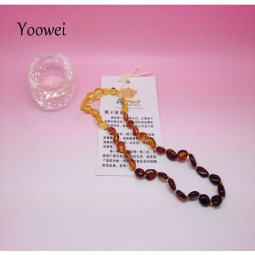 Yoowei 32CM New Amber Necklace for Baby Olive Shape Beads Factory Unique Design Bean Small Natural Teething Jewelry Kid Gift
