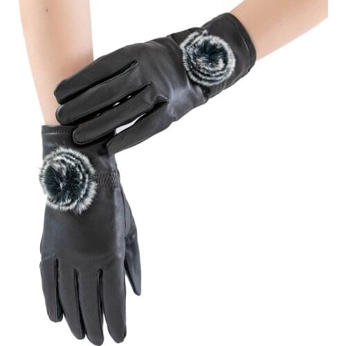 Maylofuer rex rabbit fur warm liner womens gloves,sheepskin womens winter gloves genuine leather gloves high grade gloves