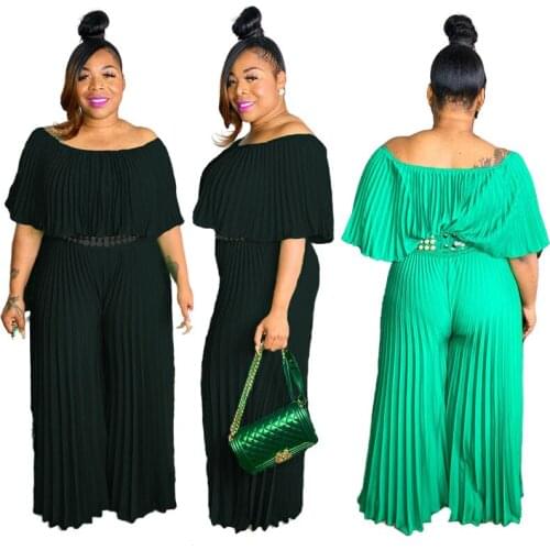Chiffon Plus Size Jumpsuit Women Wholesale Off Shoulder Loose Wide Leg Fashion Streetwear One Piece Romper Summer Dropshipping