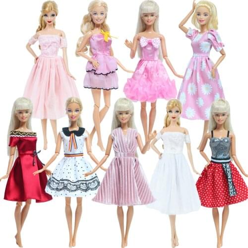 1 Set Elegant Lace Party Dress Evening Dating Wear Short Gown Dollhouse Accessories Clothes for Barbie Doll Kids Toy