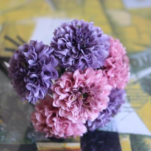 6Pcs Chrysanthemum Artificial Flower Silk Sunflower For Wedding Decoration DIY Wreath Scrapbooking craft Fake Flowers