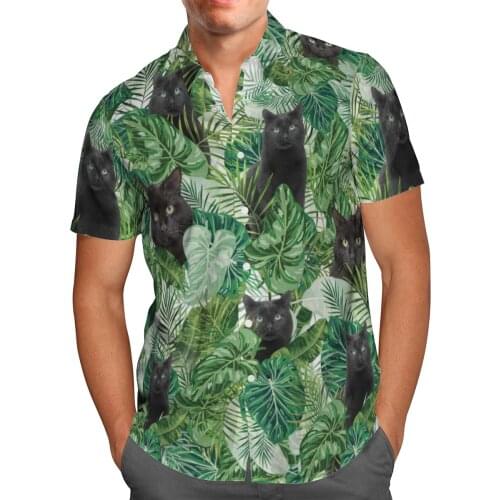 Black Cat Weeds 3D Beach Hawaiian 2021 Summer Shirt Short Sleeve Shirt Streetwear Oversized 5XL Camisa Social Chemise Homme
