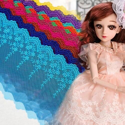 1Y 11CM Cotton Embroidery Tulle Lace Fabric Mesh Floral Lace Ribbon Sewing DIY Cloth