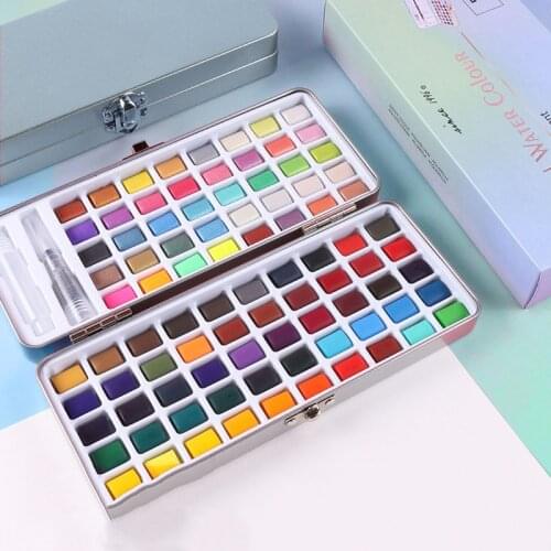 Professional 50/72/90/100 Colors Solid Watercolor Paints Set Basic Neone Glitter Watercolor Paint for Drawing Art Paint Supplies