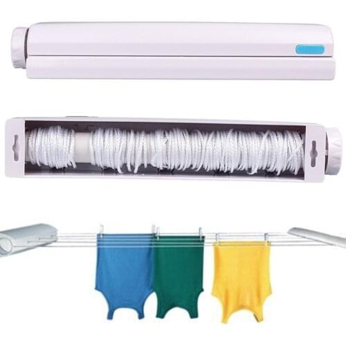 Nylon Wall Mounted Indoor Clothesline Retractable Laundry Hanger Drying Towel Rack Flexible Rope
