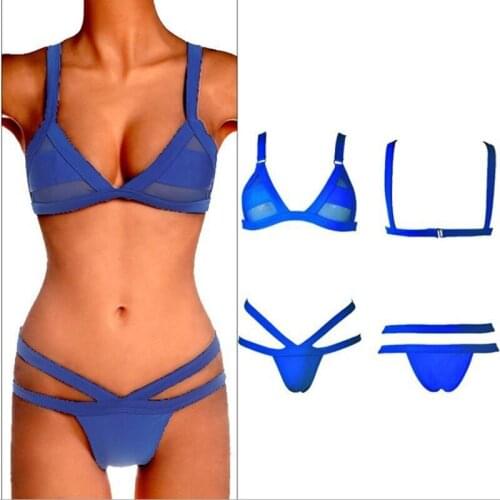 Sexy Biquini Solid Swimsuit Brazilian Beach Wear Transparent High Waist Mini Thong Summer Bikini Set Bathing Suit Swimwear XL