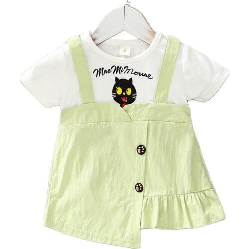 Baby Infant Girls Dress Cartoon Cat Print Dress Spring Autumn 2 3 4 Years Kids Toddler Child Clothing Dress Baby Girl Clothing