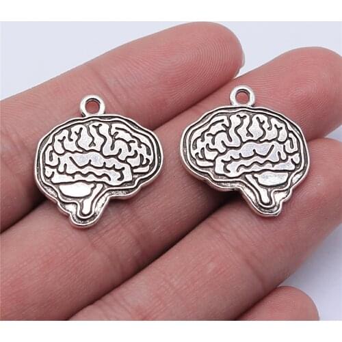 Tristana 10pcs 22x23mm Antique Silver Color Brain Charms Pendant For Jewelry Making DIY Jewelry Findings