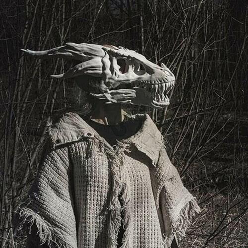 Halloween Full Face Dinosaur Mask Holiday Party Dressing Realistic Cosplay Latex Skull Mask Skeleton Scary Dragon T1J7