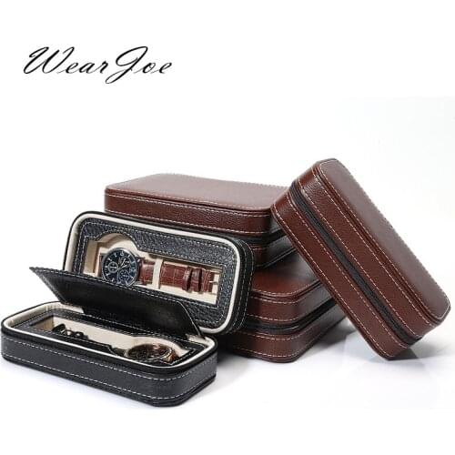 Portable Watch Storage Zipper Bag 2/4/8 Grids PU Leather Box Smart Watch Display Container Organizer Travel Watch Holder Case
