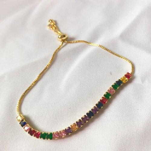 2020 Mixed Rainbow CZ Crystal Adjustable Charm Bracelets For Women Jewelry Pulseras Mujer