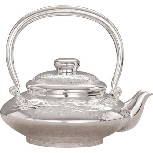 S999 sterling silver teapot Chinese Kung Fu tea set Pu'er sterling silver teapot coffee silver pot convenient office teapot
