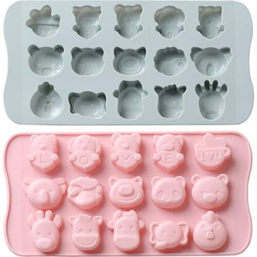 15 Cups Cartoon Animals Silicone Mold Cake Baking Tools DIY Ice Tray Chocolate Mould Pastry Bread Cake Tools