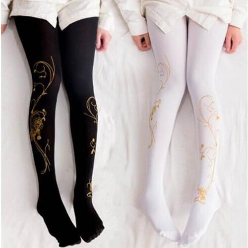 Japanese sweet lolita tights hot stamping printing gothic lolita pantyhose kawaii girl loli cos