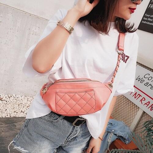 Mihaivina Multifunctional PU Leather Waist Pack Women Portable Chest Bag Mini Shoulder Bag Phone Money Purse Chain Strap 3 Color