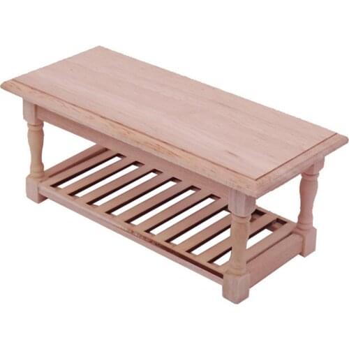 1/12 Wooden Miniature Blank Tea Table Furniture Model DIY Dollhouse Accessory