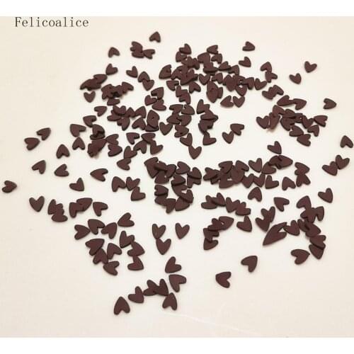 1kg Coffee Brown Chocolate Heart Clay Beads Decoration Crafts Flatback Nail Art Phone Embellishments Diy Jewelry Accessories