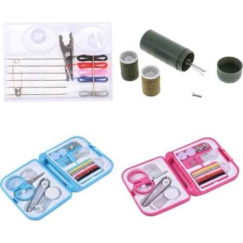 1 Box Portable Travel Sewing Set Kits Storage Box Needle Threads Scissor Thimble Buttons Pins Home Sewing Accessories