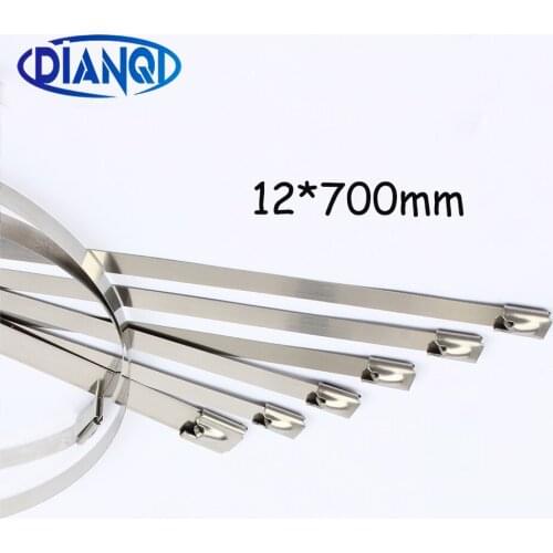100pcs 12*700mm 12x700mm 12mmx700mm Latching Self-Locking Stainless Steel Zip Cable Tie Lock Tie Wrap cable ties 201 304 316