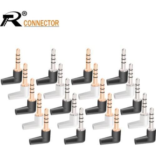 100pcs 3.5mm 3 4 5 Pole Mono Stereo Headset Jack Plug 3.5 Right Angle audio plugs Headphone Cable Connector DIY Repair Parts