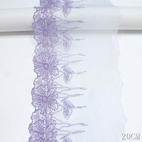 2Yards Embroidered Lace Trim Big Flowers Mesh Tulle Fabric For Lingerie Underwear Bra Dress Decoration DIY New Arrivals
