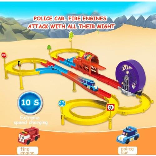 2020 New Luxury Electric Rail Car Fast Charging In 10 Seconds Di Creative Build Fire Truck Police Car Toys For Boys