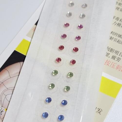 24K Gold Colorful Rainbow White Clear Crystal Ear Sticker Ear Seeds Acupuncture Paste for Ear Points