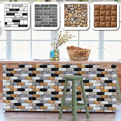 Retro 3D Brick Wall Stickers Home Wall Decor Bar Restaurant Living Room Wall Decor DIY Self-adhesive Waterproof Wallpaper