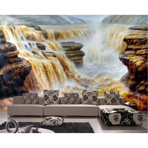 Beibehang Custom wallpaper 3D stereo modern landscape yellow river landscape background wall living room bedroom 3d wallpaper