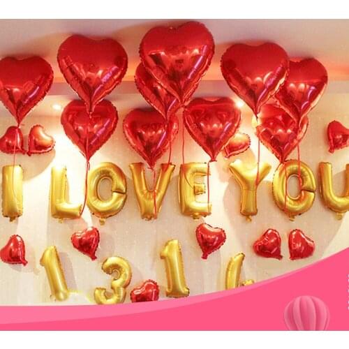 5pcs18 inch love aluminum foil balloon children birthday party wedding Christmas party holiday interior decoration helium ball