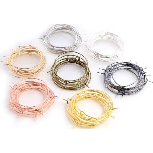 50pcs/lot 20 25 30 35mm KC Gold Silver Plated Hoops Earrings Big Circle Ear Hoops Earrings Wires For DIY Jewelry Making Supplies